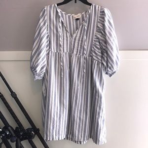 Universal thread blue and white stripe puff sleeve baby doll dress SZ xl